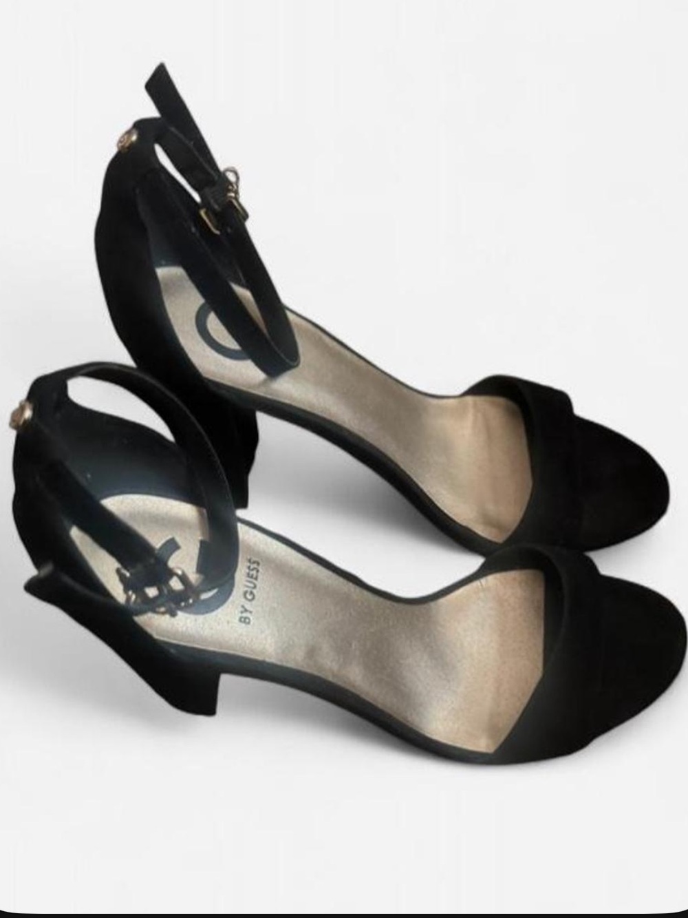 Guess Black Open-Toe Ankle Strap Block Heels